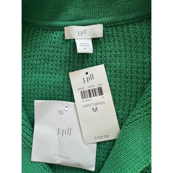 NWT J.Jill Collard Button Front Textured Cardigan in Sweet Grass, M - Picture 4 of 8